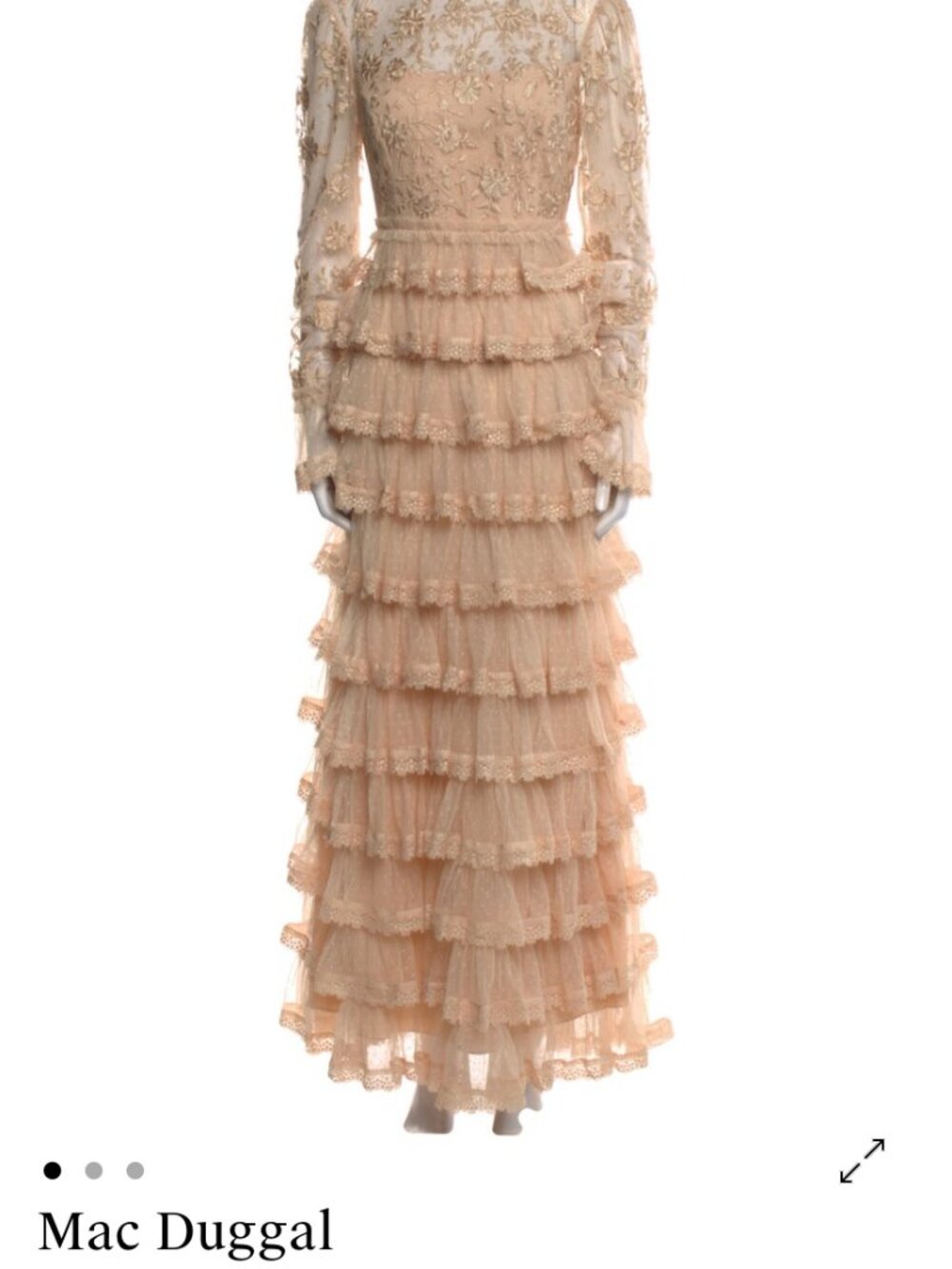 Mac Duggal Embroidered Long Sleeve Ruffled Tiered Dress - Picture 3 of 5